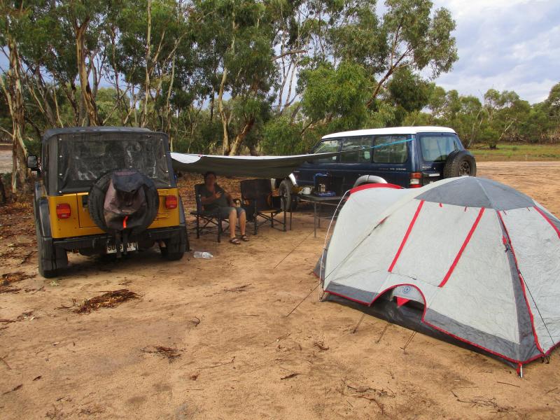 Quite rare for South Australia but it was raining every night. So we used the tarp meant to protect the tent floor to get some cover